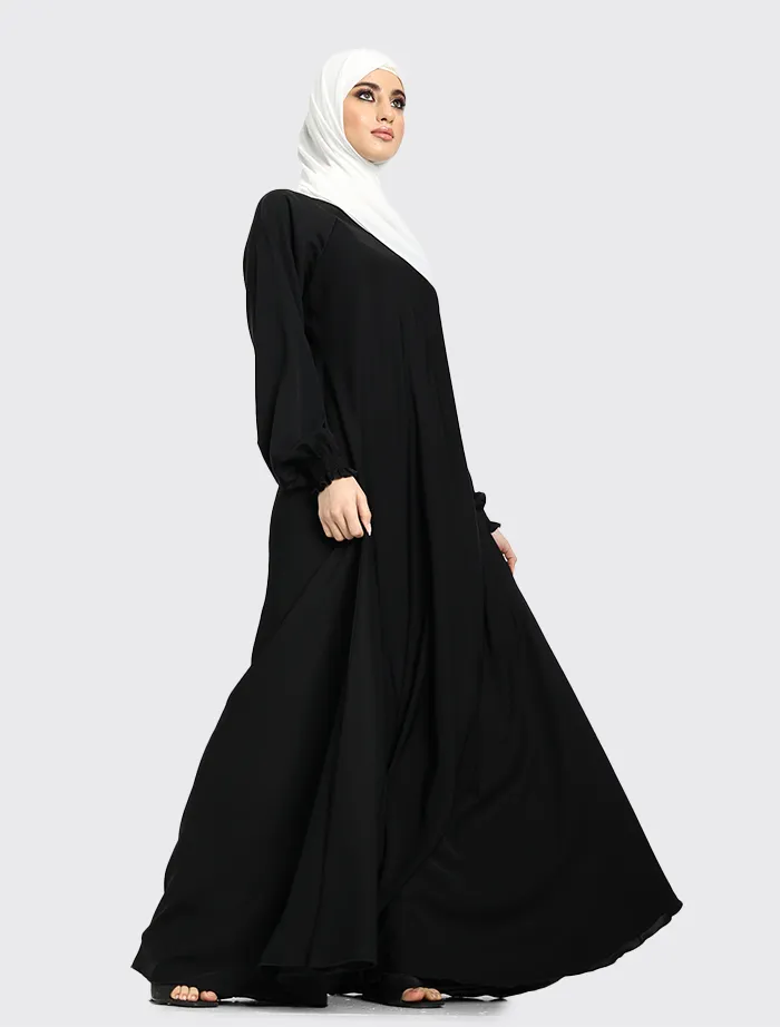 Black Zip Umbrella Abaya